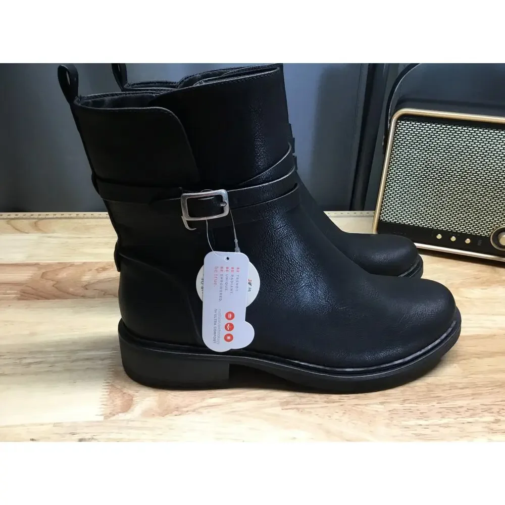 Baretraps Honee Boot Women 9 Black Leather Side Zip Slip Resistant Round Toe NWT